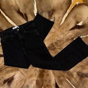 Black Frayed Hem Jeans